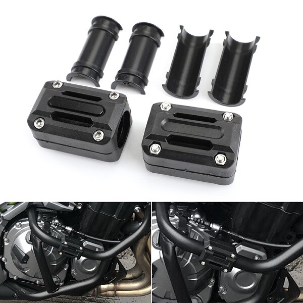 2X 25Mm Engine Frame Bar Protection Ground Crash Slider Pad Black For Motorcycle