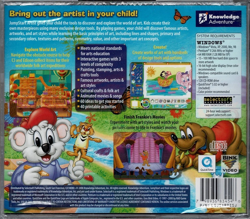 JumpStart Artist Pc New XP Arts Crafts Famous Art Cultural Animated Movies Songs - Image 2 of 3