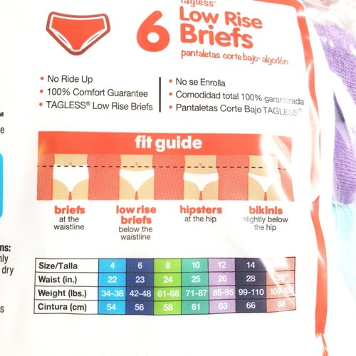 Hanes Girls Size 12 Breathable Cotton Low Rise Briefs 6-Pack Lot of 2 = 12 Pair - Picture 7 of 7
