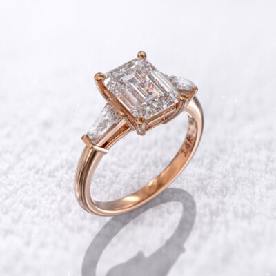 3,50 ct im Labor gezüchteter Diamant 14k Rotgold E-F Farbe VVS1 VS1 IGI-zertifizierter Ring
