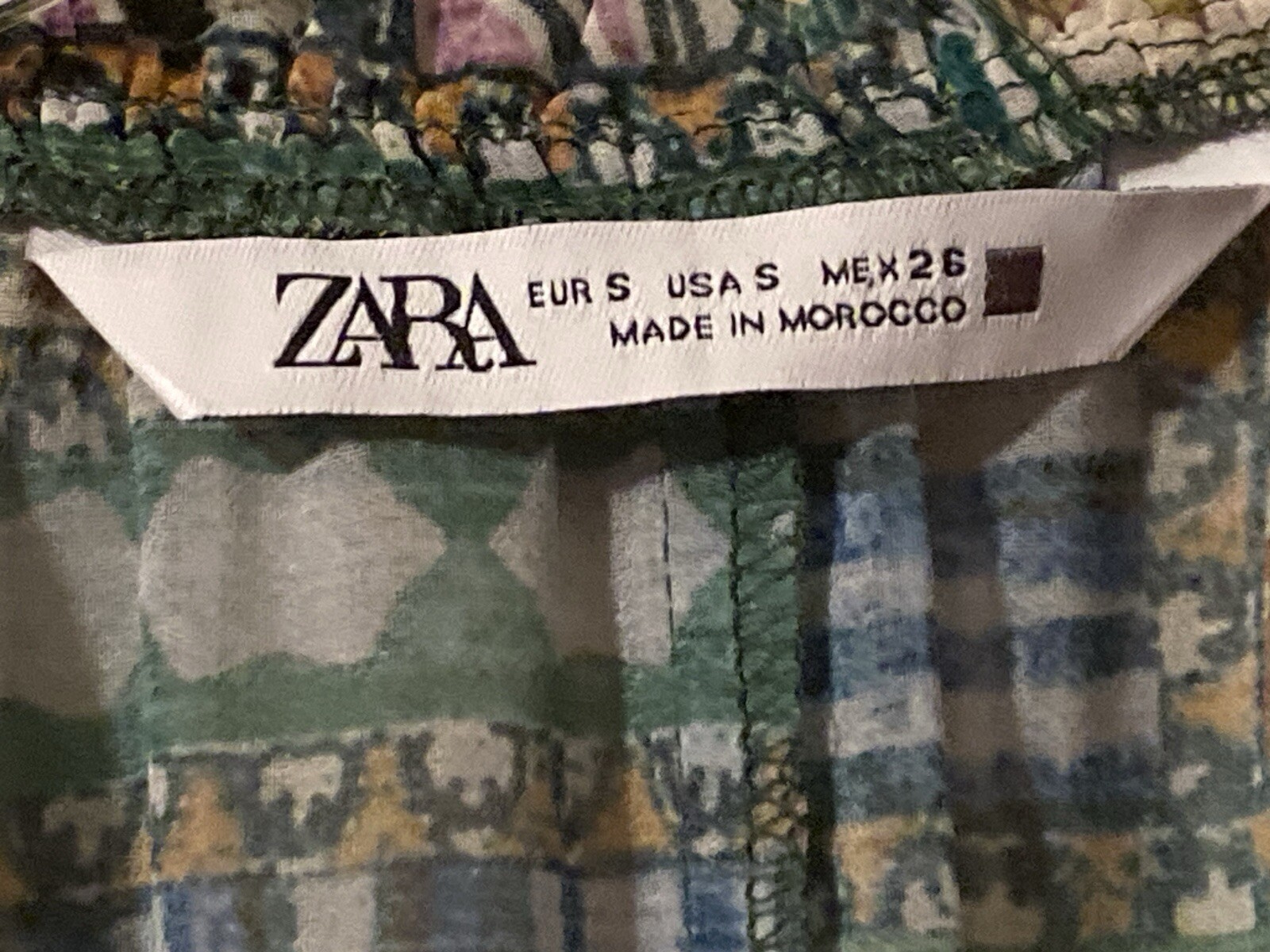 Zara Green Printed Patchwork MIDI Chiffon Dress W… - image 8