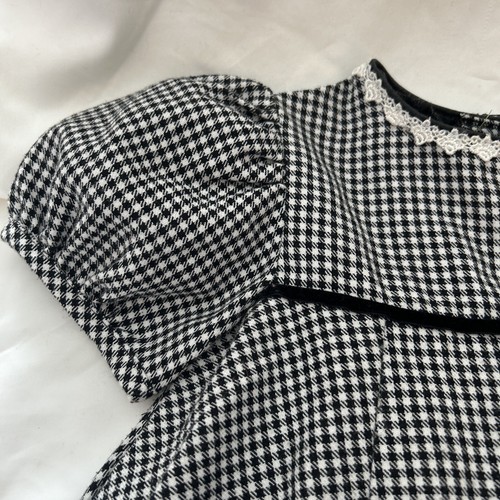 Rare Editions Black White Check Velvet Edging With Underskirt Flower Size 3 - Picture 2 of 15
