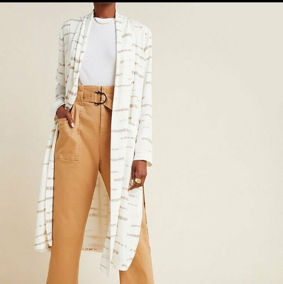 NEW Anthropologie x BB Dakota Deedra Long Duster Jacket Pocket Chiffon Sz.S