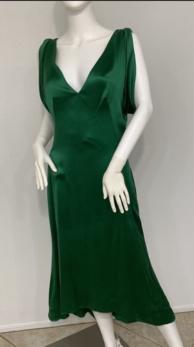 Emerald, Bias Cut, Silk Satin Dress 