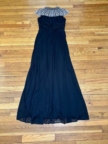 Vtg 90s Y2K Xscape Black Beaded Formal Evening Gown Dress Size 8 Maxi Long USA - Picture 9 of 11