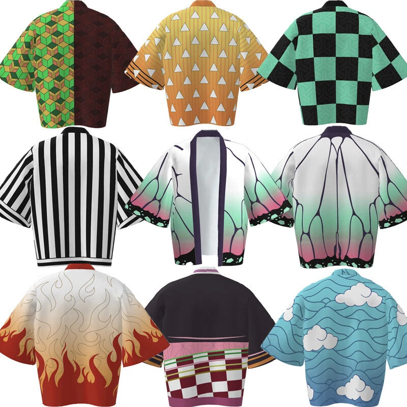 Demon Slayer Kamado Tanjirou Costume Kamado Nezuko Kimono Cardigan Anime Jacket Coat Top for Unisex Adult Kids