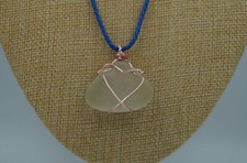 White Sea Glass Pendant: Large Triangular Couch Shape P 164
