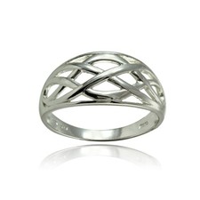 Sterling Silver High Polished Filigree Knot Ring, Size 7