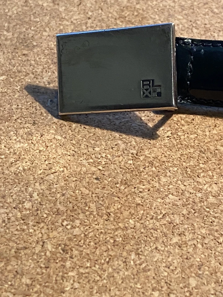 Ralph Lauren RLX Sterling Silver 925 Buckle on Women’s Sz L Belt Black .75" Wide - Image 4 of 4