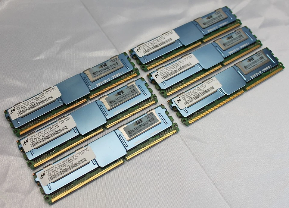 LOT OF 6 ~ HP 466436-061 ~ 4GB (2Rx4) PC2-5300F DDR2 RAM ~ GOOD PULLS - Image 2 of 4