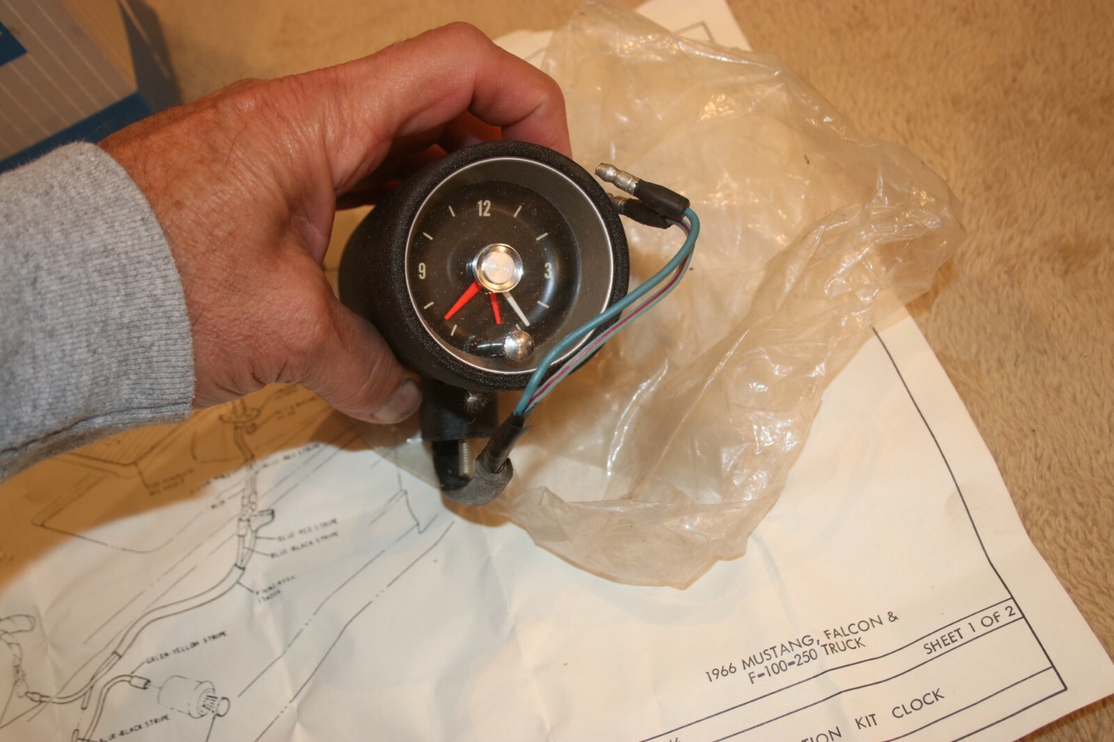 NOS 196668 Mustang/Bronco Accessory Dash Mount Clock Kit, C6ZZ15A000
