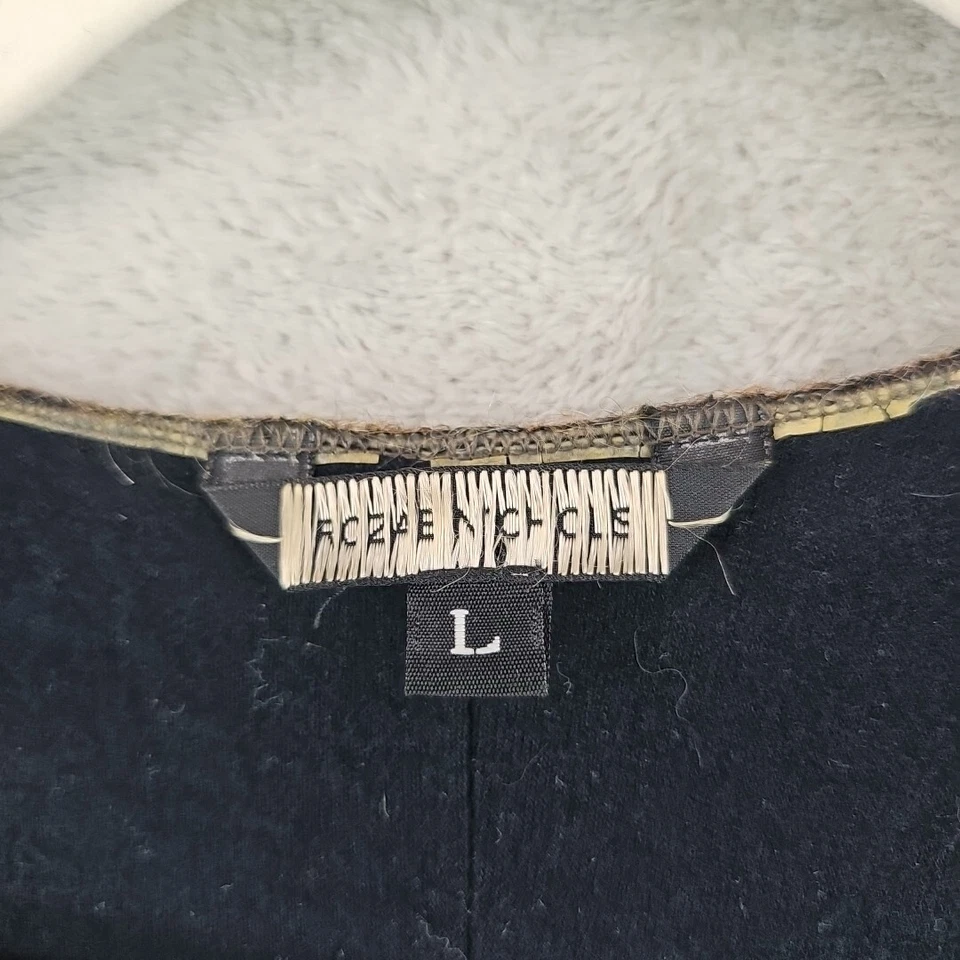 Camiseta sin mangas Rozae Nichols para mujer L negra tejida rayón cuello en V espalda deportiva hecha en EE. UU. Foto 2 de 4