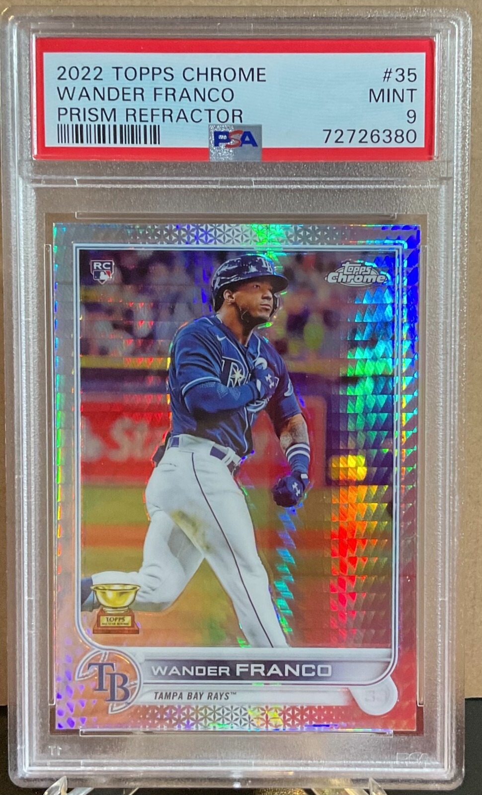 2022 TOPPS CHROME PRISM REFRACTOR #35 WANDER FRANCO ROOKIE RC PSA 9