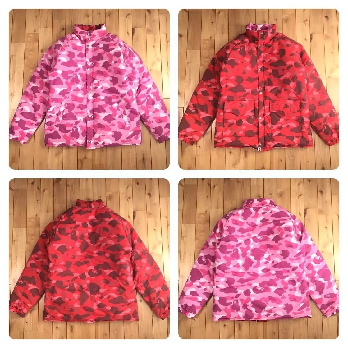 shark hoodie Down jacket red BAPE camo A Bathing Ape Size S