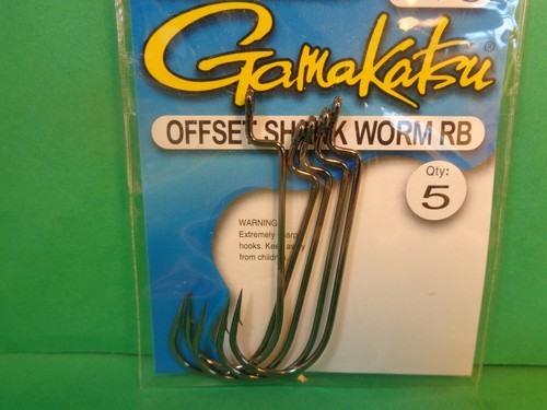 Gamakatsu Offset Shank Worm RB Hooks Size 3/0 #54413, 4Pks, 20 Total Hooks (New) - Picture 4 of 8