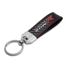 Honda Civic Type R Real Carbon Fiber Leather Loop Key Chain with Red Stitching