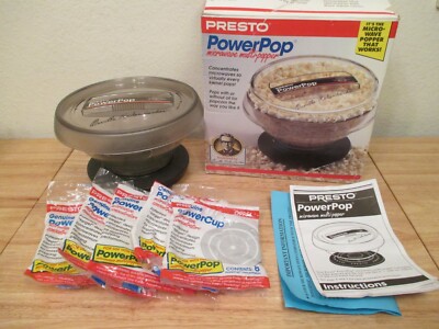 PRESTO POWER POP MICROWAVE MULTI-POPPER WITH 33 PRESTO POWER CUPS & BOX