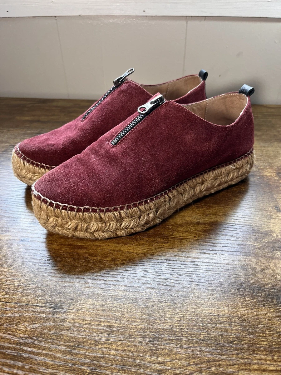 Eric Michael Espadrilles Serena Platform Bergundy Womens 37 Or 6.5