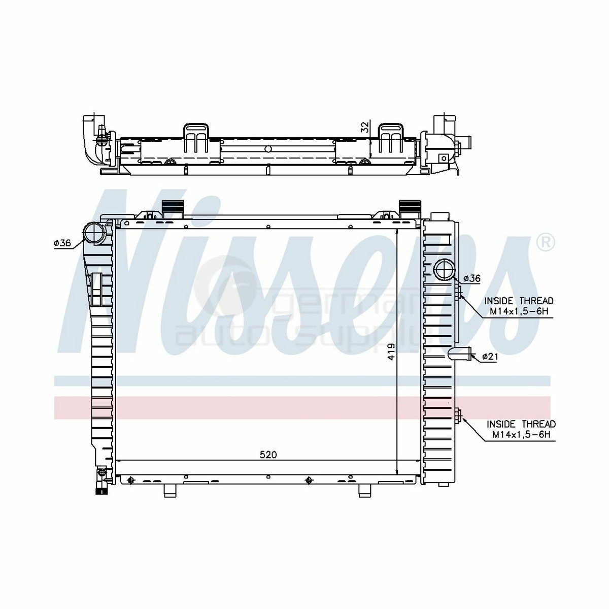 Nissens Radiator Front 62712A 2025005103 for Mercedes MB | eBay