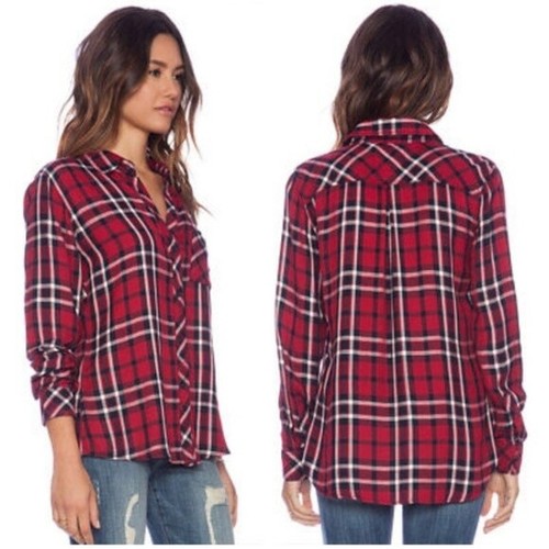 plaid Button Front Flannel Shirt 