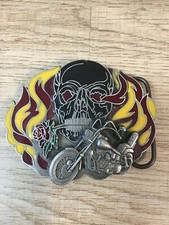 Siskiyou 1991 Vintage Wild  Free Skull Rose Harley Motorcycle Belt Buckle Biker