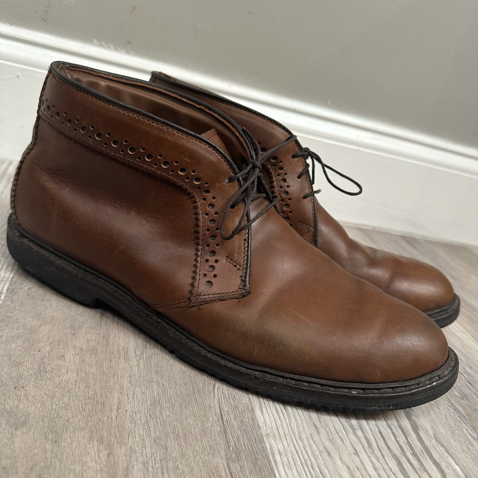 ALLEN EDMONDS Chukka Ankle Boots Men Size 11 Leather Brown Lace Up Casual Office