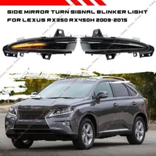 For 2009-2015 Lexus RX350 RX450H Sequential LED Side Mirror Signal Lights Smoked