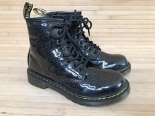 Dr. Martens Black Leather Zip Boots JY 004 1460 Glitter J Boots Sz 2 youth