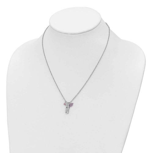 Sterling Silver Rhodium-plated CZ XOXO and Lips D/C Bead Chain Necklace 18" - 第 3/4 張圖片