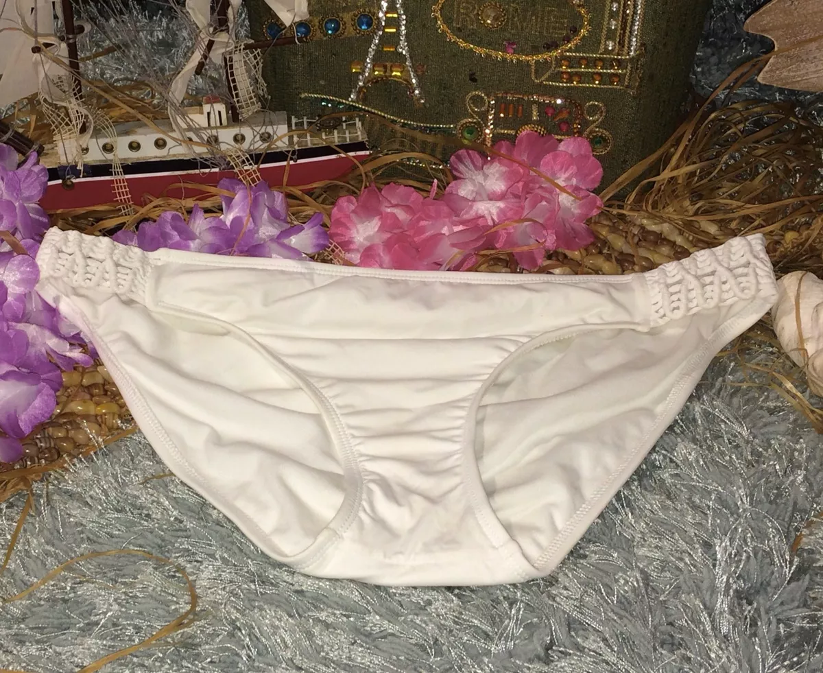 White bikini with colorful cheap trim