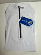 Tailored Sportsman ICEFIL Short Sleeve Ziptop Shirt White/ Green Burgundy XS