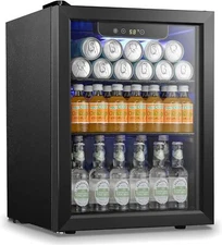 1.7 cu.ft Beverage Refrigerator Cooler 68 Can, Mini Fridge with Glass Door