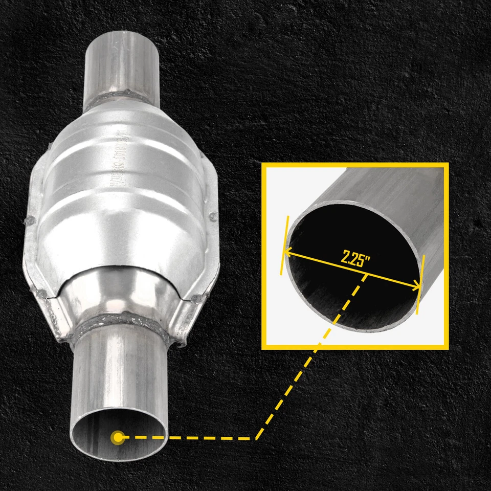 2.25" Inlet/Outlet High Flow Universal Catalytic Converter w/O2 Port EPA New Foto 2 de 4