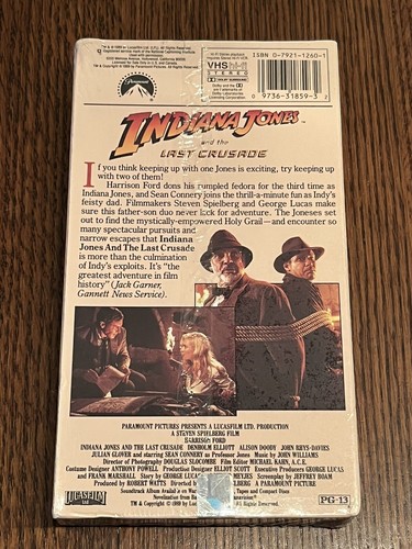 Indiana Jones and The Last Crusade VHS 1989 Brand New Sealed Movie - Picture 2 of 6