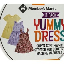 MEMBERS MARK 3 PACK GIRLS YUMMY DRESS SIZE 7 NWT