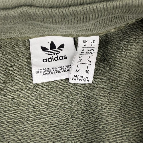 Adidas Womens Size X Small Trefoil Green Cropped Sweatshirt Half Zip Pullover - Picture 6 of 12