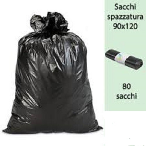 80 Sacchi Neri per la Spazzatura 90x120 cm 45 micron Buste per Immondizia - Foto 1 di 1