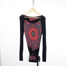 Desigual Women's Black Tie Front Tunic T-shirt Dress Size Small