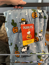 Berkshire Peanuts Snoopy Halloween Pumpkin Blue Pet Throw Blanket 19 x 29 in