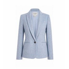 J.Crew Parke Blazer Linen Cotton Womens Size 0 Blue Herringbone One Button NWT