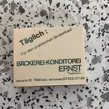 Alte Streichholzschachtel vor 1993 Werbung Bäckerei 7580 Bühl 