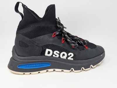 Dsquared2 DSQ2 High Top Sneaker Size 43 US 10 Black Chunky Sock Shoes Italy Made