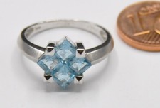 Weißgold Ring  Solitär Blau Topas Aquamarin 585 Gold modern neu wertig