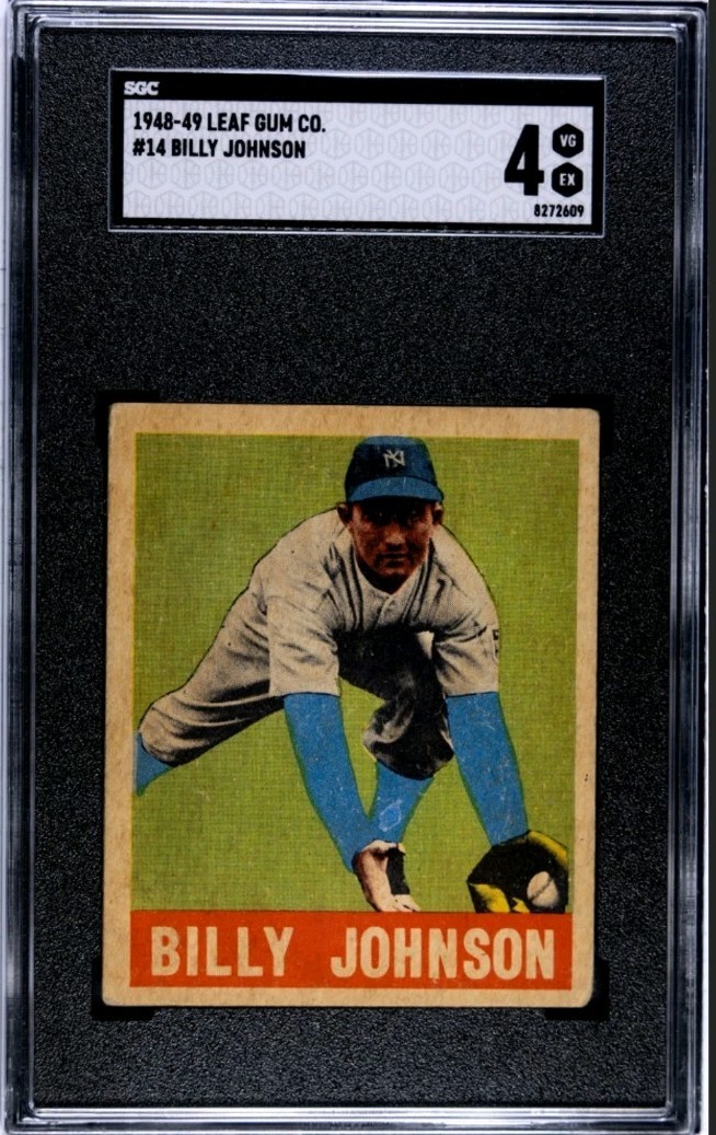 BILLY JOHNSON 1948 Leaf Gum Co #14 SGC 4 NY Yankees 