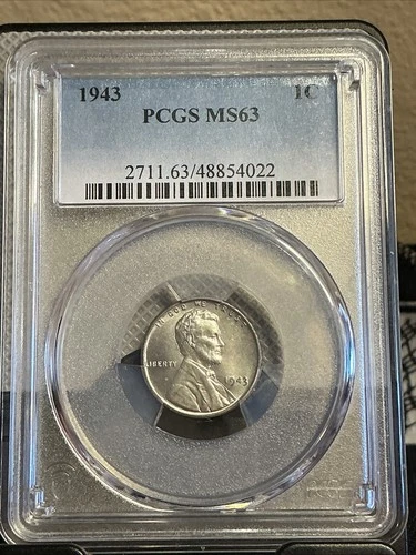 1943 P Lincoln Wartime Steel Cent PCGS MS63 Bright Luster New Holder