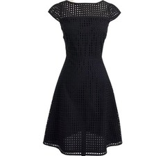 J. Crew Eyelet Dress Black Sleeveless Party Cocktail Dress Size 2 Cap Sleeve