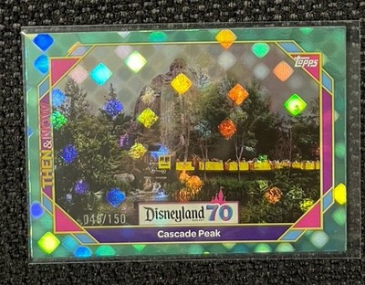 Topps Disneyland 70th Cascade Peak Then & Now Aqua Electric Dots 001/150