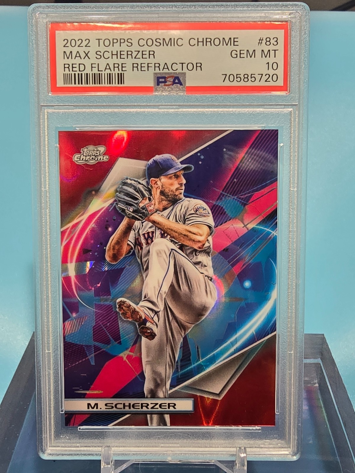 2022 Topps Cosmic Chrome Max Scherzer Red Flare Refractor /5 PSA 10