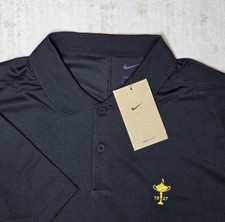 Nike Polo Shirt Mens Small Black Dri-FIT Golf 1927 Victory Solid Trophy Logo NWT