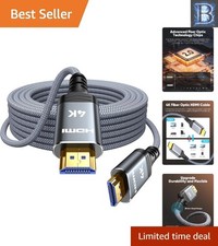 50FT 4K HDMI Fiber Optic Cable - 18Gbps, RFI Shielded Durability